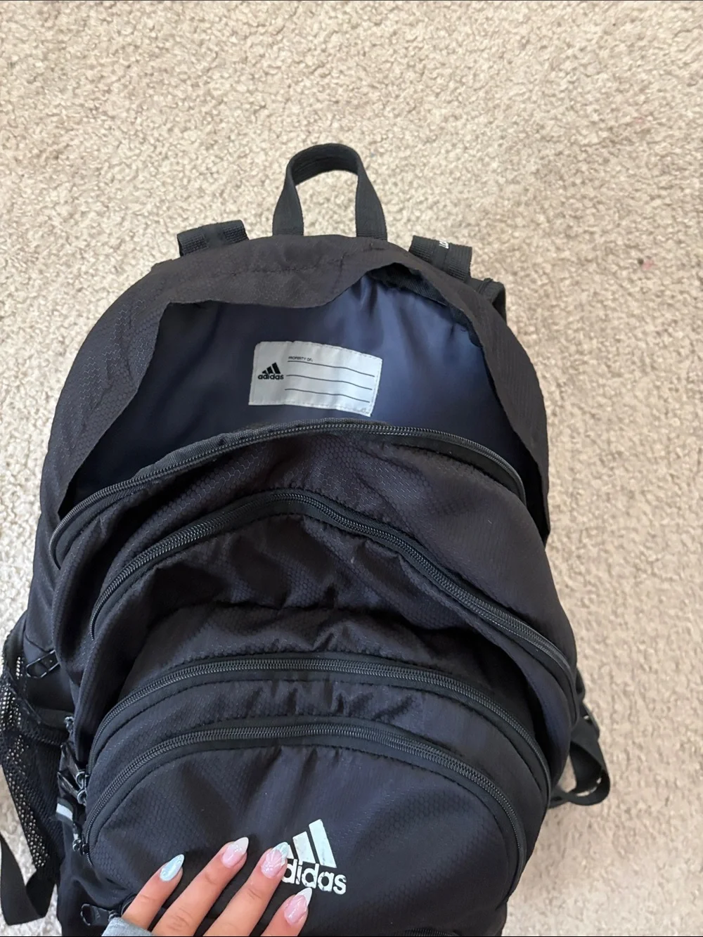 adidas Black Mens Backpack with Multiple Compartments